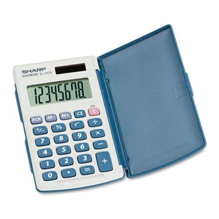 Sharp Sharp 8-Digit Calculator, EL243SB, W/Cover, 2-1/2" X 4-1/2" X 1/2", White EL243SB